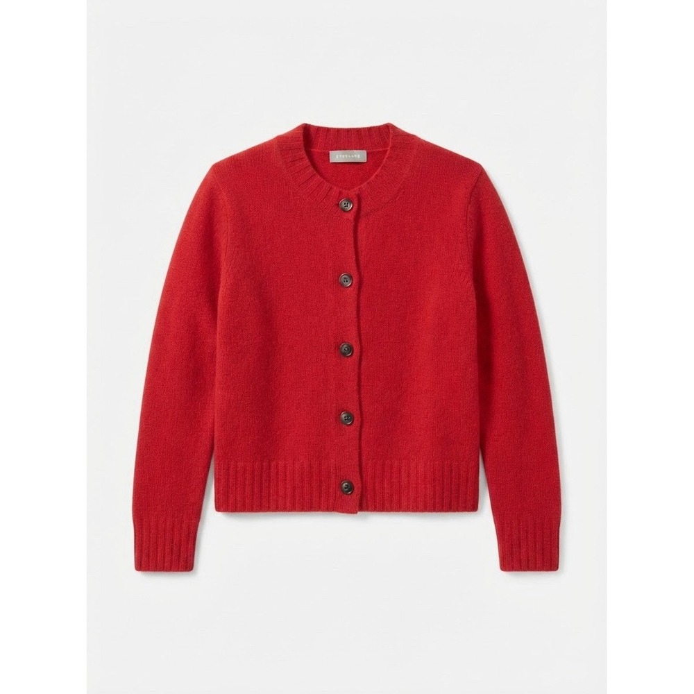 Everlane Alpaca Wool Blend Red Cardigan M New Warm Preppy Luxury Winter